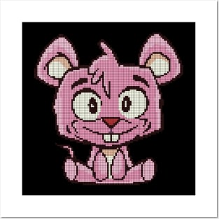 Pink Pixel Bear - low-bit graphics - gift idea Posters and Art